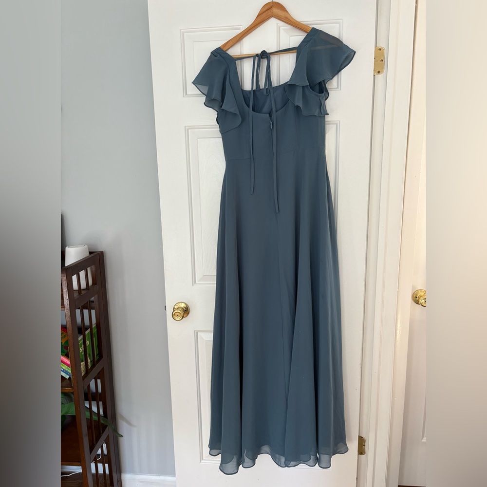 Azazie Twilight Blue Chiffon Bondi Style Gown - Picture 2 of 2